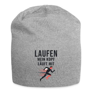 Laufen Mein Kopf Läuft Mit Läufer Geschenk - Jersey-Beanie - Grau meliert - Vorne
