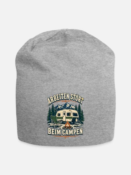 Arbeiten stört beim Campen – Bergcamping - Jersey-Beanie - Grau meliert