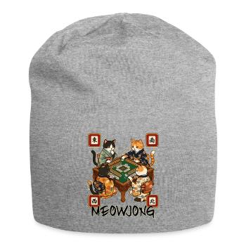 Meowjong Cute Cat Mahjong Game Social Club - Jersey Beanie - heather grey - Front