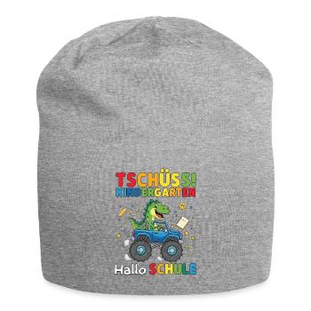 Tschüss Kindergarten HalloSchule Dino Monstertruck - Jersey-Beanie - Grau meliert - Vorne