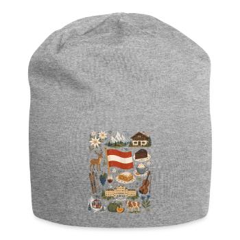Österreich | Alpen, Genuss & Heimatgefühl - Jersey-Beanie - Grau meliert - Vorne