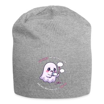 Ich habe die Interaktion überlebt – Angsthumor - Jersey-Beanie - Grau meliert - Vorne