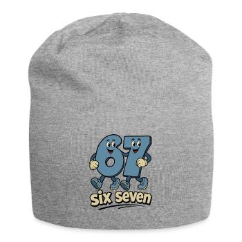six seven | Zahlenduo 6 und 7 | Fröhliche Ziffern - Jersey-Beanie - Grau meliert - Vorne