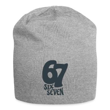 six seven | Zahlenduo 6 und 7 | Fröhliche Ziffern - Jersey-Beanie - Grau meliert - Vorne