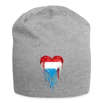 Luxembourg Herzflagge Tropfen BlauRotWeiß - Jersey-Beanie - Grau meliert - Vorne