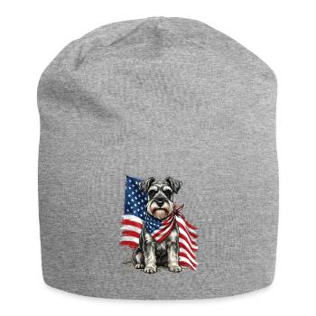 Patriotic Schnauzer Stars Stripes Dog Pride - Jersey Beanie - heather grey - Front