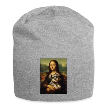 Schnauzer Mona Lisa Kunstparodie Hundeporträt - Jersey-Beanie - Grau meliert - Vorne