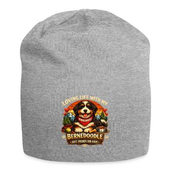 I love life with my Bernedoodle - Jersey Beanie - heather grey - Front