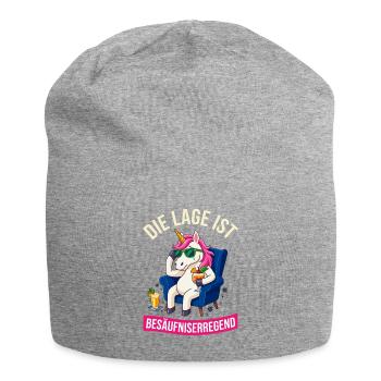 Einhorn Die Lage ist besäufniserregend - Jersey-Beanie - Grau meliert - Vorne