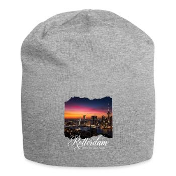 Rotterdam The Netherlands Skyline Evening Light - Jersey Beanie - heather grey - Front