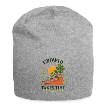 Growth Takes Time – Pflanzen Wachstum Retro - Jersey-Beanie - Grau meliert - Vorne
