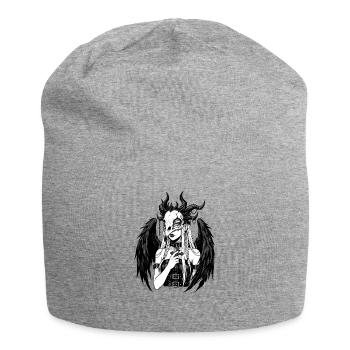Skull Angel with Wings - Jersey Beanie - heather grey - Front