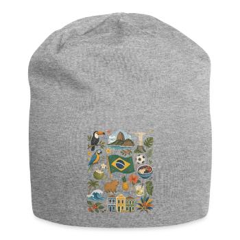 Brasilien | Tropen, Fußball & Lebensfreude - Jersey-Beanie - Grau meliert - Vorne
