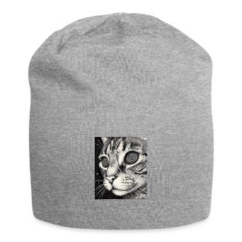 Hypnotic cat gaze in space - Jersey Beanie - heather grey - Front