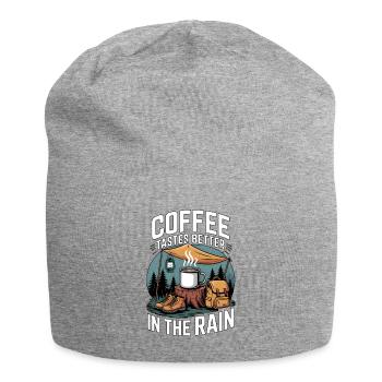 Coffee Tastes Better In The Rain Camping - Jersey Beanie - heather grey - Front
