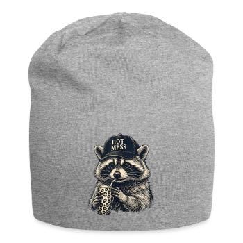 Hot Mess Raccoon Cap - Jersey Beanie - heather grey - Front