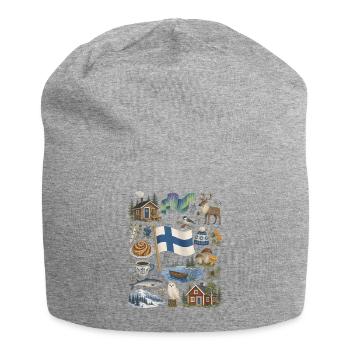 Finland | Lakes, sauna & northern lights - Jersey Beanie - heather grey - Front