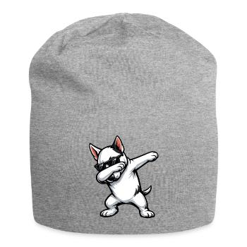 Dabbing Bull Terrier in Comic Style - Jersey Beanie - heather grey - Front