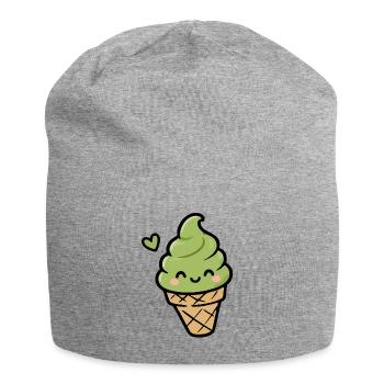 Kawaii Matcha IceCream Cone - Jersey Beanie - heather grey - Front
