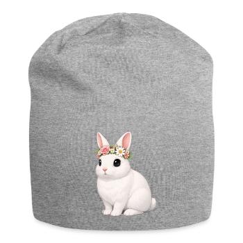 Blanc de Hotot Rabbit - Jersey Beanie - heather grey - Front