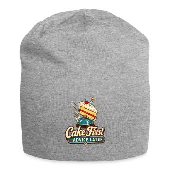 Funny Birthday Cake First Advice Later Office Part - Jersey Beanie - heather grey - Front