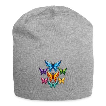 Geometric Butterflies Color Palette - Jersey Beanie - heather grey - Front