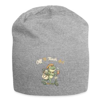 Art Frog Teacher on Scooter - Jersey Beanie - heather grey - Front