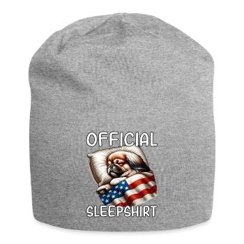 Pekingese US Sleep Shirt - Jersey Beanie - heather grey - Front