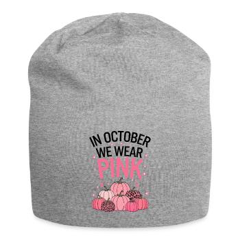 October Cancer Support Pumpkin - Jersey Beanie - heather grey - Front
