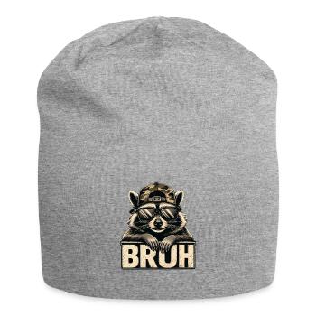 Bruh raccoon with sunglasses - Jersey Beanie - heather grey - Front