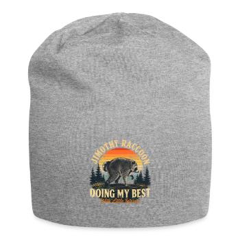 Retro Raccoon Sarcasm Doing My Best - Jersey Beanie - heather grey - Front