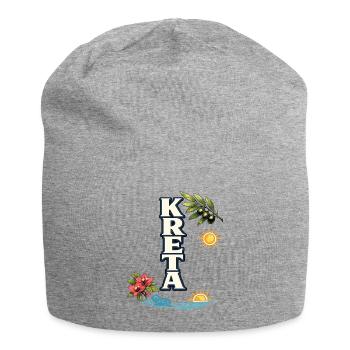 Crete Holidays with Olive Branch and Sea Motif - Jersey Beanie - heather grey - Front
