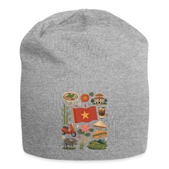Vietnam Travel Love | Rice Fields & Culture - Jersey Beanie - heather grey - Front