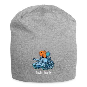 Fisch im Panzer Cartoon - Jersey-Beanie - Grau meliert - Vorne