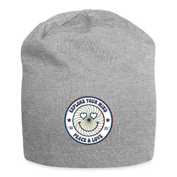 Psychedelisches Fest, erforsche deinen Geist, Ruhe, Liebe - Jersey-Beanie - Grau meliert - Vorne