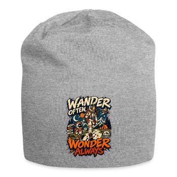 Oft umherwandern, immer staunen - Jersey-Beanie - Grau meliert - Vorne