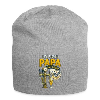Der echte Vater geht mit dem Druck um, Retro-Humor - Jersey-Beanie - Grau meliert - Vorne