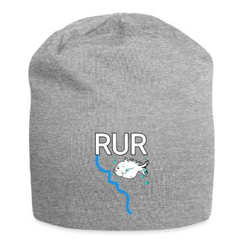 Der reissende Fluss Rur Lebendiger Fluss mit Fisch - Jersey-Beanie - Grau meliert - Vorne