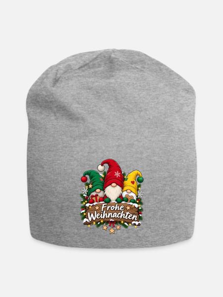 Frohe Weihnachten – Lustige Weihnachtswichtel - Jersey-Beanie - Grau meliert