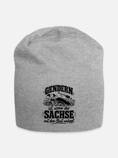 Gendern ist, wenn der Sachse mit dem Boot umkippt - Jersey-Beanie - Grau meliert