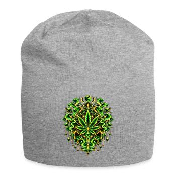 Grünes Cannabisblatt Mandala - Jersey-Beanie - Grau meliert - Vorne