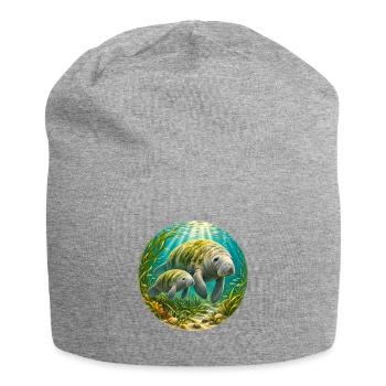 Manatee Mother and Calf Underwater  - Jersey-Beanie - Grau meliert - Vorne