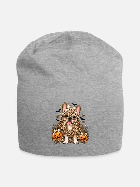 Leopardgeist Frenchie Halloween - Jersey-Beanie - Grau meliert