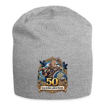 50.Geburtstag - Jersey-Beanie - Grau meliert - Vorne