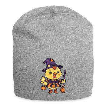 Niedliche Huhn-Hexe Halloween-Magie-Henne - Jersey-Beanie - Grau meliert - Vorne