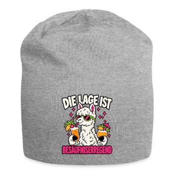 Besäufniserregend – Party Lama - Jersey-Beanie - Grau meliert - Vorne