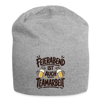 Feierabend ist auch Teamarbeit – Bierspruch - Jersey-Beanie - Grau meliert - Vorne