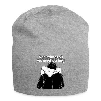 Umarmung in Schwarzweiß Illustration - Jersey-Beanie - Grau meliert - Vorne