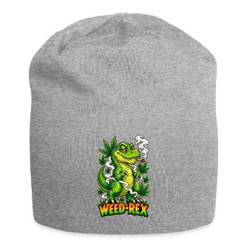 Weed-Rex Smoking Joint Cannabis Dinosaur Design - Jersey-Beanie - Grau meliert - Vorne