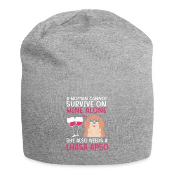 Lhasa Apso - Jersey-Beanie - Grau meliert - Vorne
